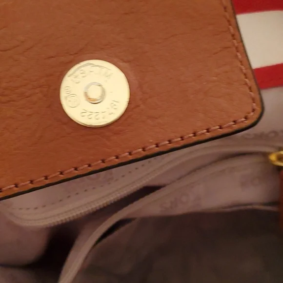 Michael Kors Gansevort canvas Purse Tote Striped red white - Picture 3 of 11